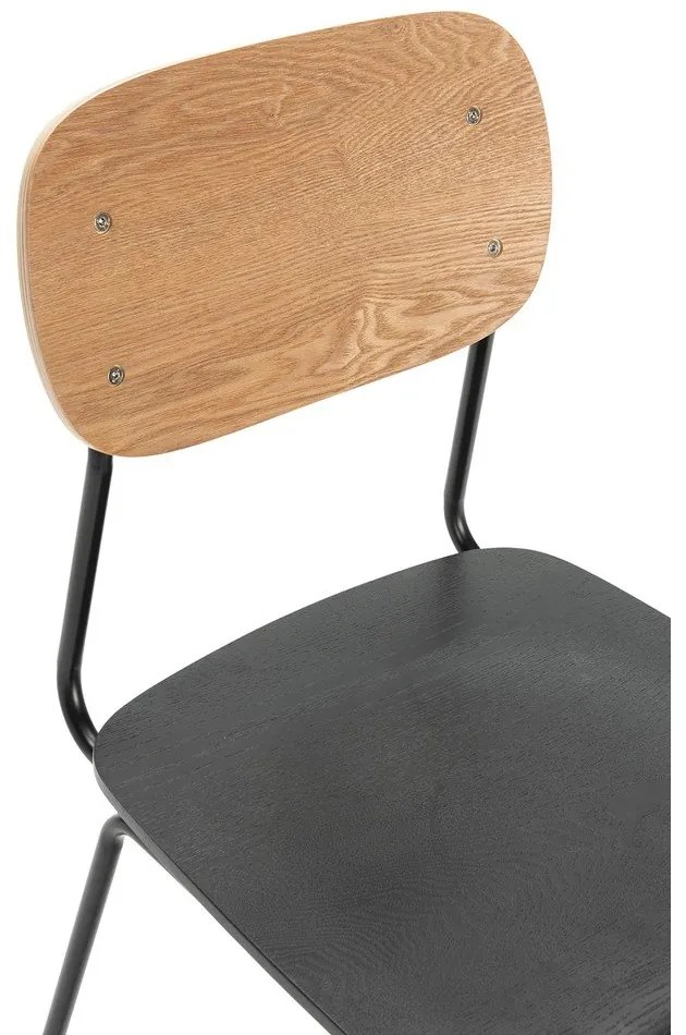 Scaune de dining negre/în culoare naturală 2 buc. cu aspect de lemn de frasin Aira – Marckeric