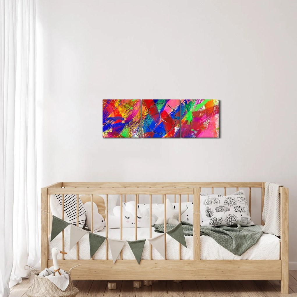 Tablou - Abstract colorat (cu ceas) (90x30 cm)