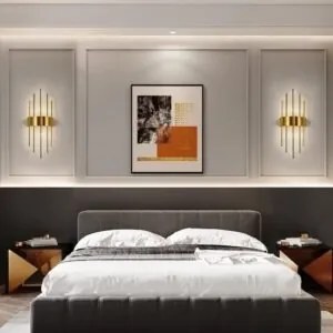 Aplică Auriu cu Cristale – 2 Fasunguri E14, Design Elegant din Metal și Cristal, 46×20×10 cm