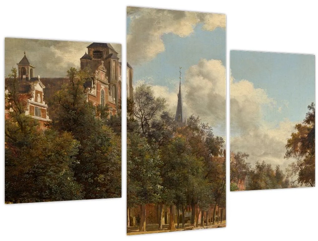 Tablou - Jan van der Heyden, View Down a Dutch Canal, reproducere (90x60 cm)