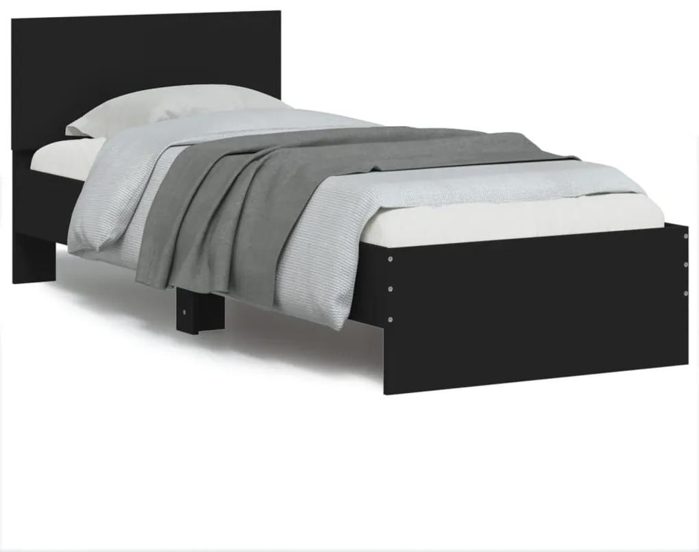 838653 vidaXL Cadru de pat cu tăblie, negru, 90x190 cm, lemn prelucrat