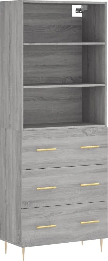 vidaXL Dulap înalt, gri sonoma, 69,5x34x180 cm, lemn compozit