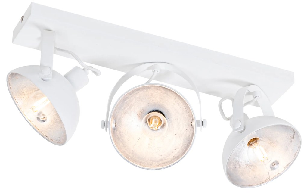 Plafoniera industrială albă cu argintiu cu 3 lumini reglabile - Magnax