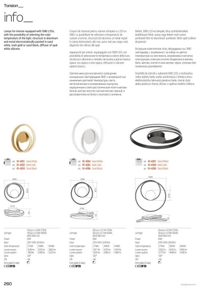 Redo 01-4364 - Lustră LED dimabilă TORSION pe cablu, 60W/230V, auriu