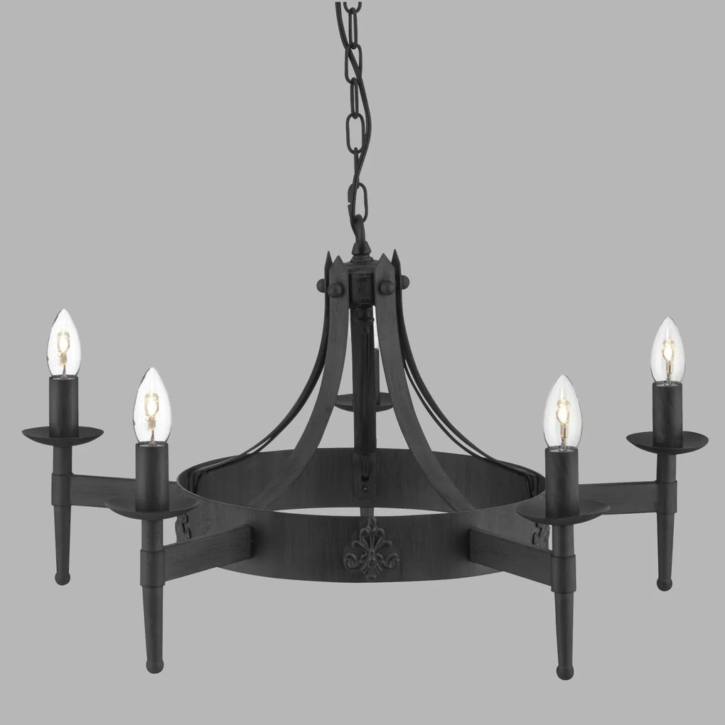 Candelabru stil rustic Cartwheel 5L 2425-5BK SRT