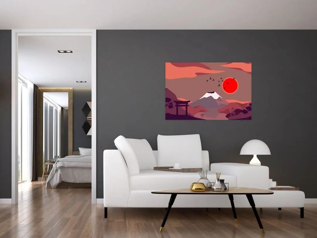Tablou - Ilustrație a Muntelui Fuji (90x60 cm)
