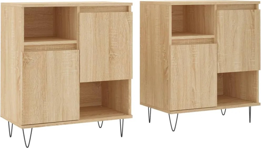 vidaXL Servante, 2 piese, stejar sonoma, lemn prelucrat