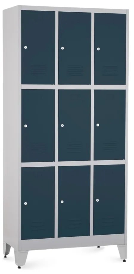Dulap metalic - 9 cutii, 90 x 45 x 196,5 cm, picioare reglabile, încuietoare cilindrică, antracit - ral 7016