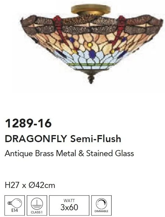 Plafoniera cu sticla tiffany Dragonfly
