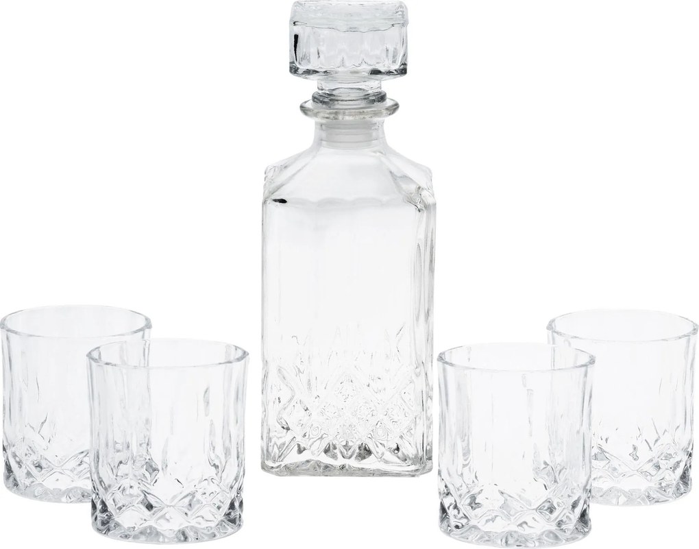 Decantor pentru whiskey, 900 ml, cu 4 pahare