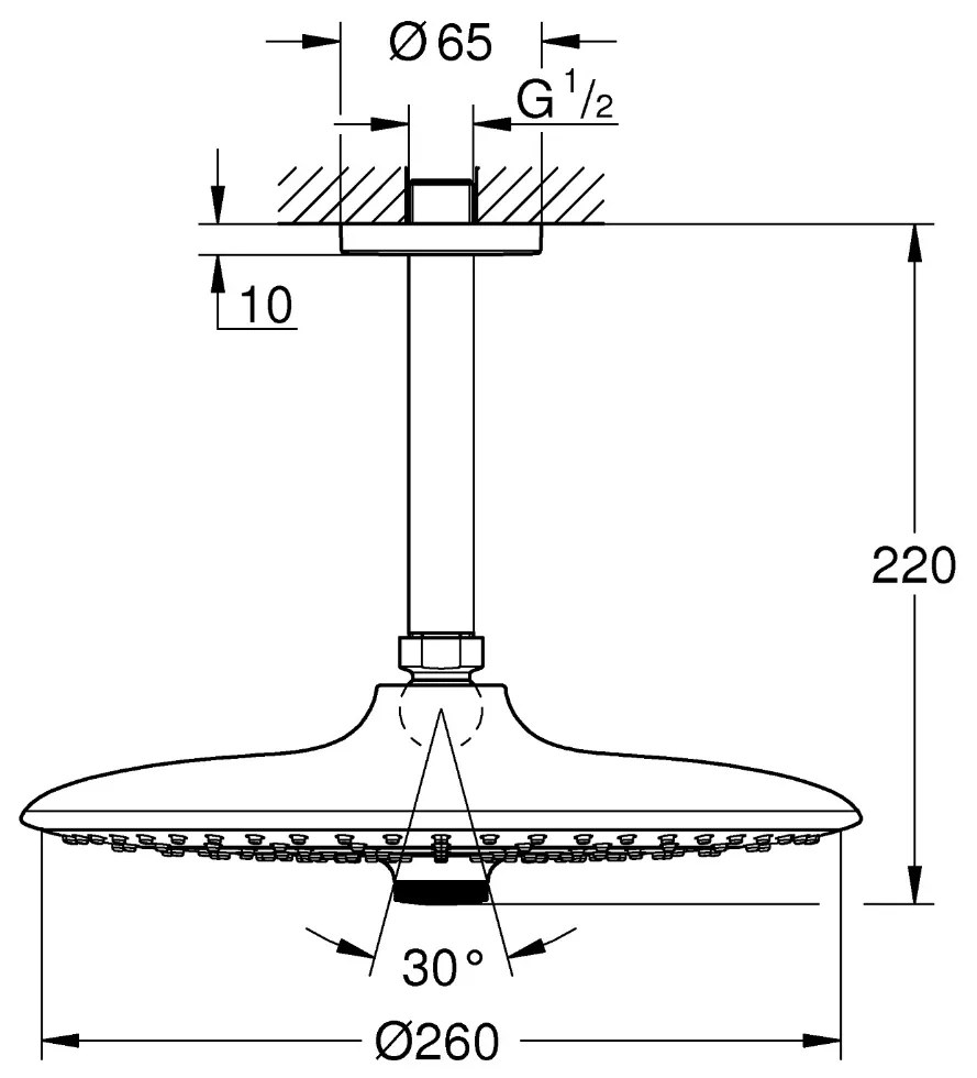 Dus fix Grohe Euphoria 260, montare pe tavan, 142 mm, 3 jeturi - 26461000