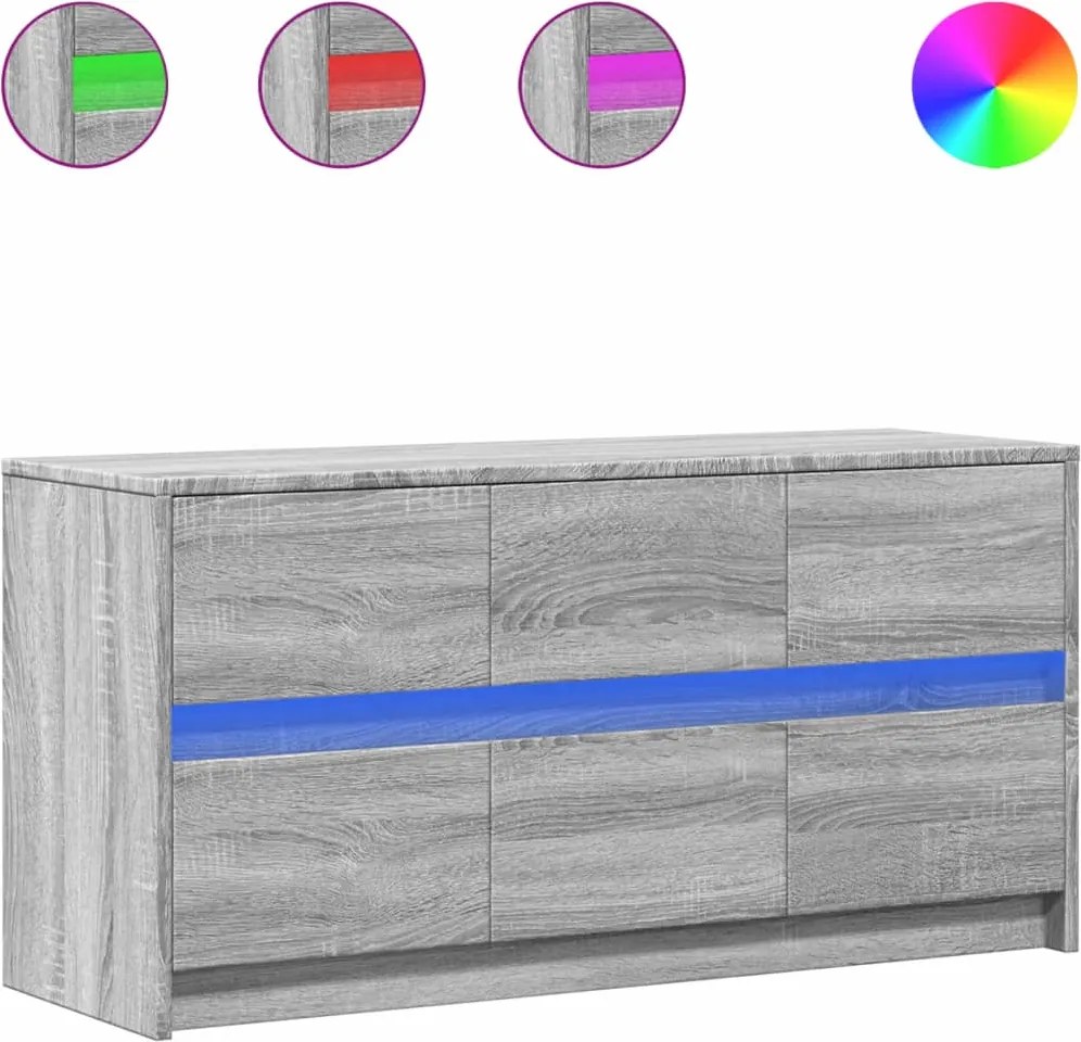 vidaXL Dulap TV cu LED, gri sonoma, 100x34x50 cm, lemn prelucrat