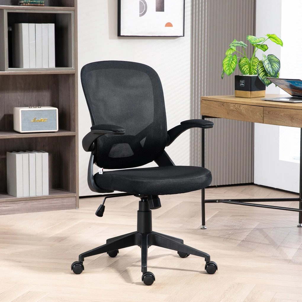 HOMCOM Scaun de Birou Ergonomic cu Înălțime Reglabilă, Scaun de Birou cu Balansoar și Țesătură Respirabilă, 59x58x96-106 cm, Negru | Aosom Romania