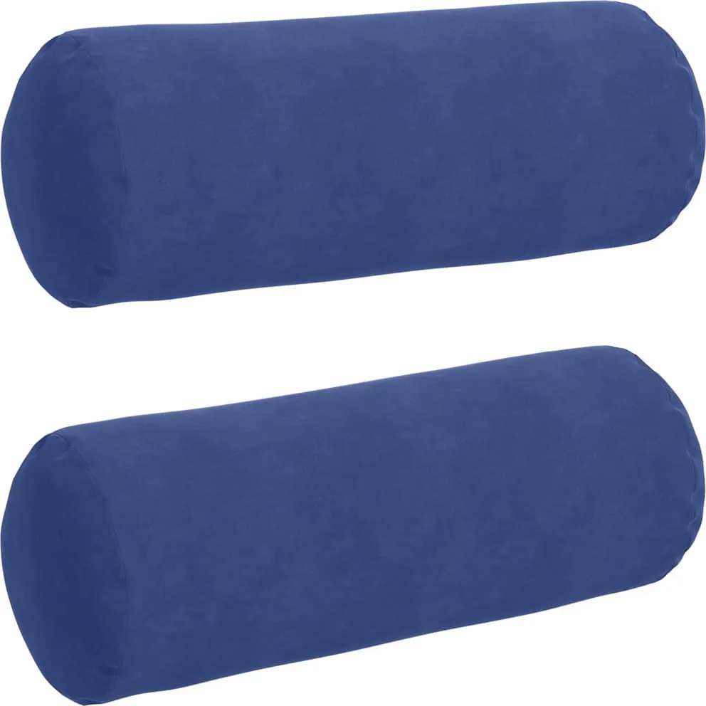 vidaXL Perne Bolster 2 pcs Albastru Poliție Ø 25 x 70 cm