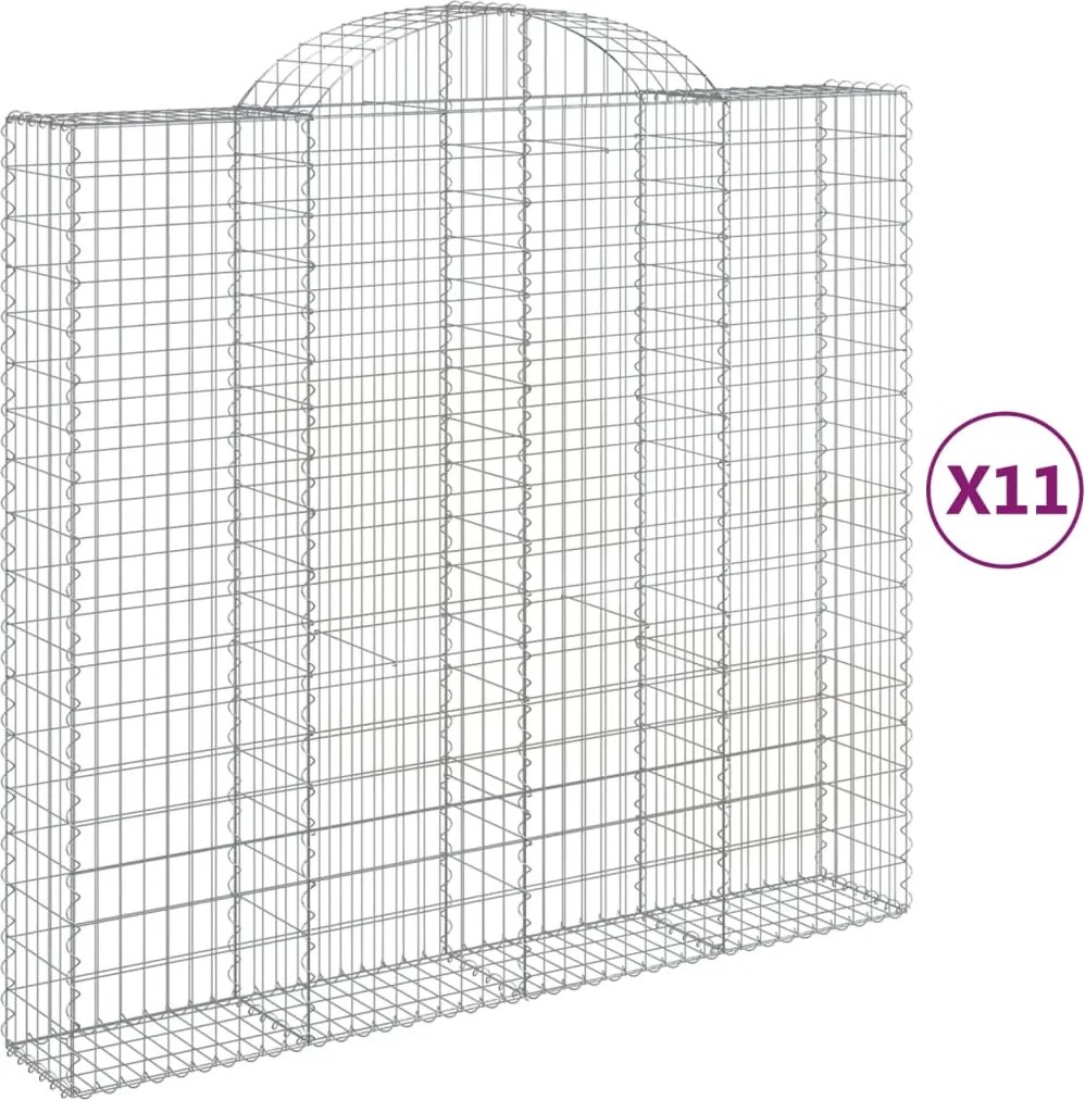 vidaXL Coșuri gabion arcuite 11 buc, 200x50x180/200cm, fier galvanizat