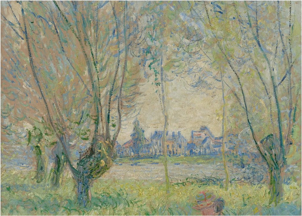 Tablou pe sticlă - Claude Monet, Woman Seated under the Willows, reproducere (70x50 cm)