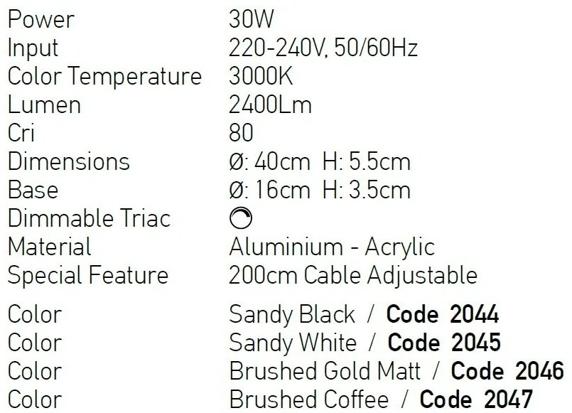 Lustra LED design modern circular Ring 40cm, Sandy White