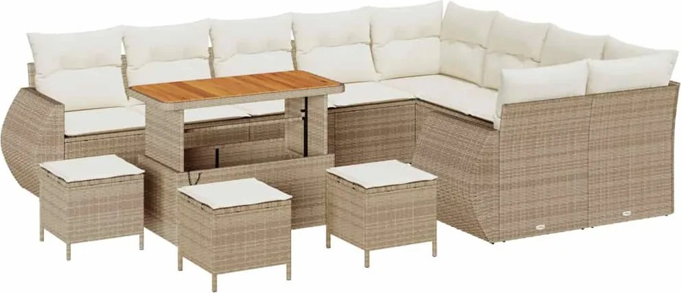 vidaXL Set de canapele pentru grădină cu pernă 13 pcs bej și crem