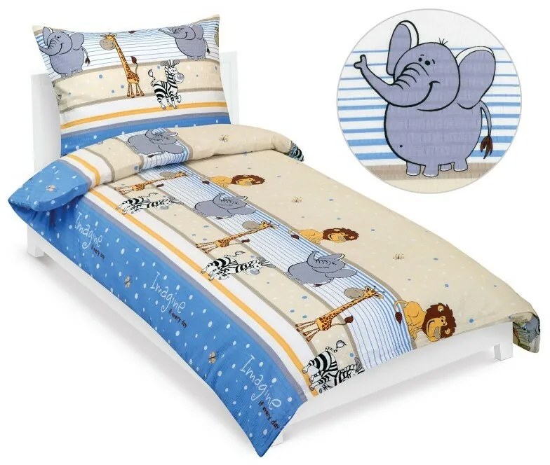 Bellatex Lenjerie de pat pentru copii Safarialbastru, 140 x 200, 70 x 90 cm