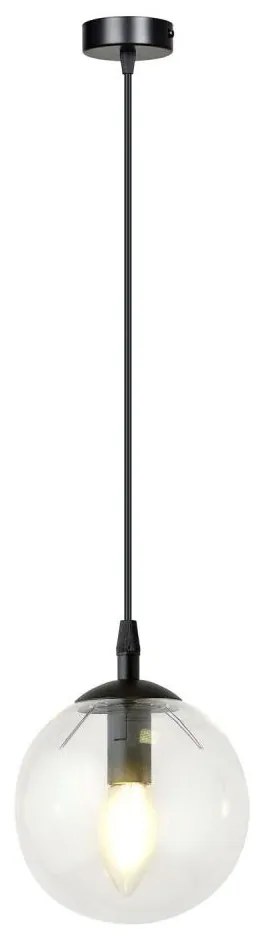 Lustră pe cablu COSMO 1xE14/10W/230V d. 14 cm negru/transparent