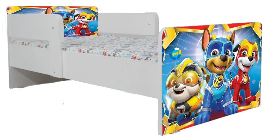 Pat Copii Paw Patrol Space Cu Paravane Dubla Protectie si Cu Saltea Inclusa 140x70 Cm Ptv6710