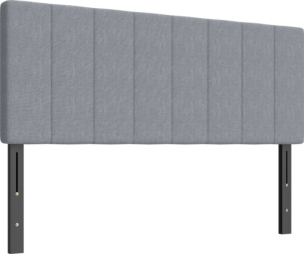 HOMCOM Tăblie reglabilă în 3 trepte tăblie tapițată cu picioare metalice aspect in pentru dormitor 160x10x106/116/126 cm Gri | Aosom Romania