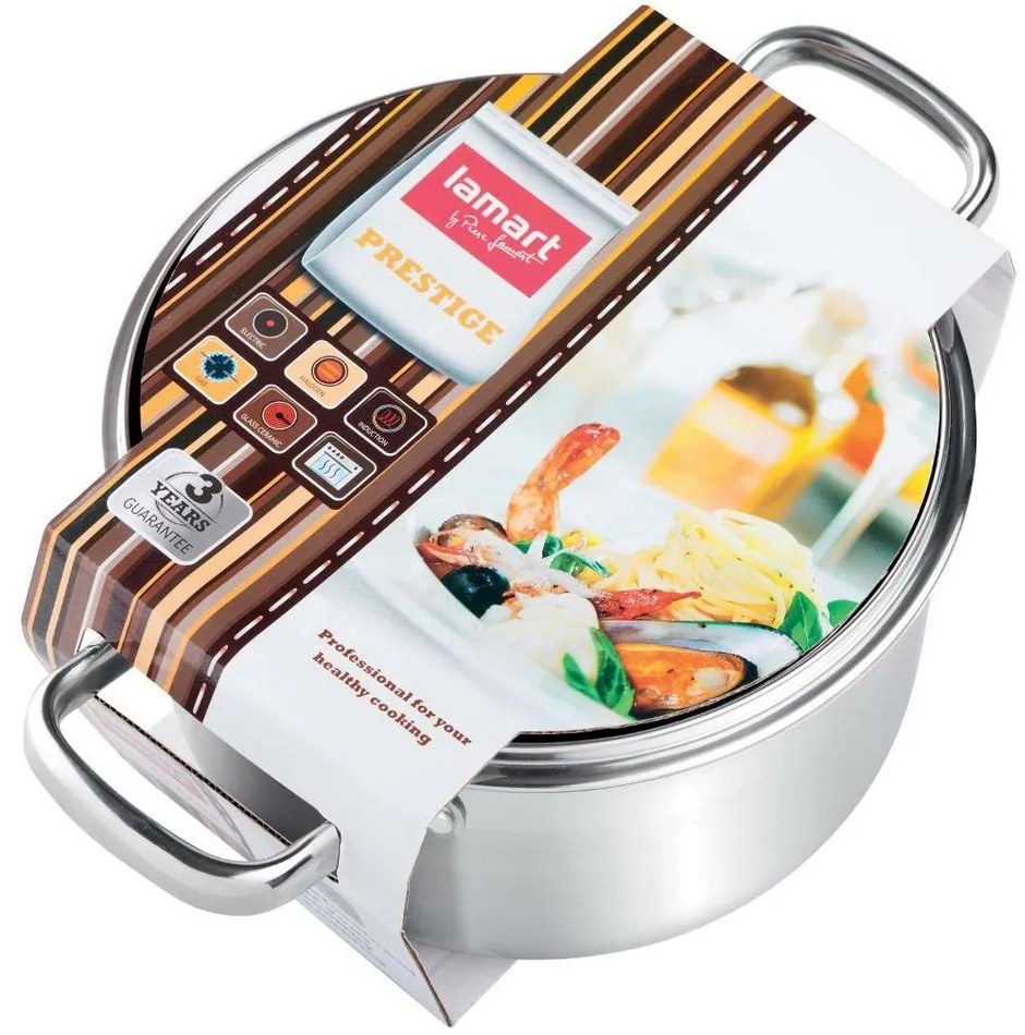 Lamart LTSS1695 oală din oțel inoxidabil cu capacPrestige 16 x 9,5 cm, diam. 16 cm