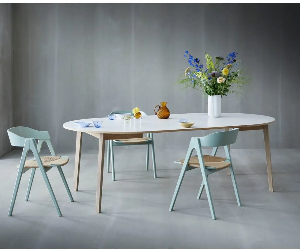 Masă dining extensibilă cu blat alb Hammel Single Ø130