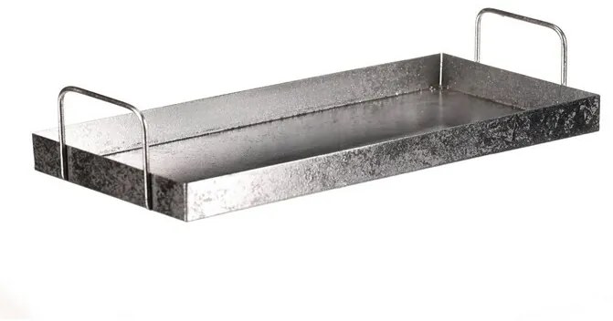 Tavă metalică cu mâner dreptunghiulară, argintie,36 x 16 x 7 cm