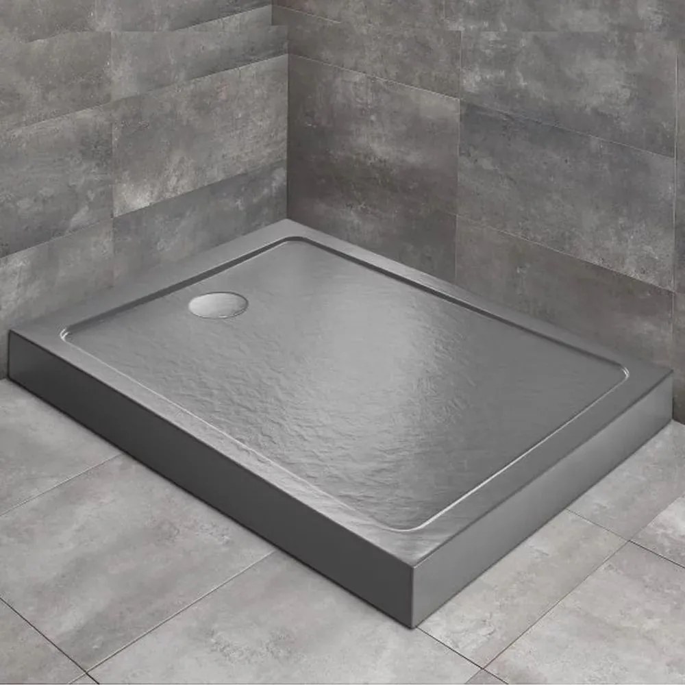 Cadita dus dreptunghiulara Radaway Doros F Compact Stone 100x80 cm acril antracit
