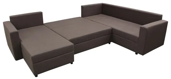 Canapea colțar SEYA, extensibilă în U, universală, cu spațiu de depozitare, maro