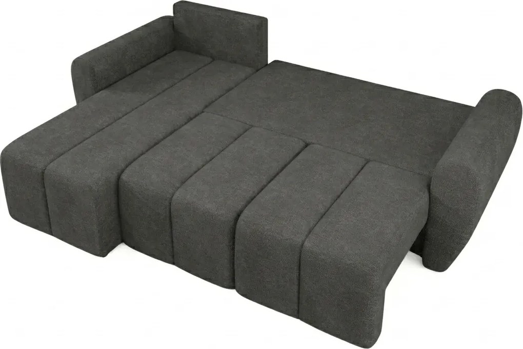 Coltar extensibil de colt SEVIO, gri inchis, reversibil, 246x145 cm + 2 perne GRATUIT