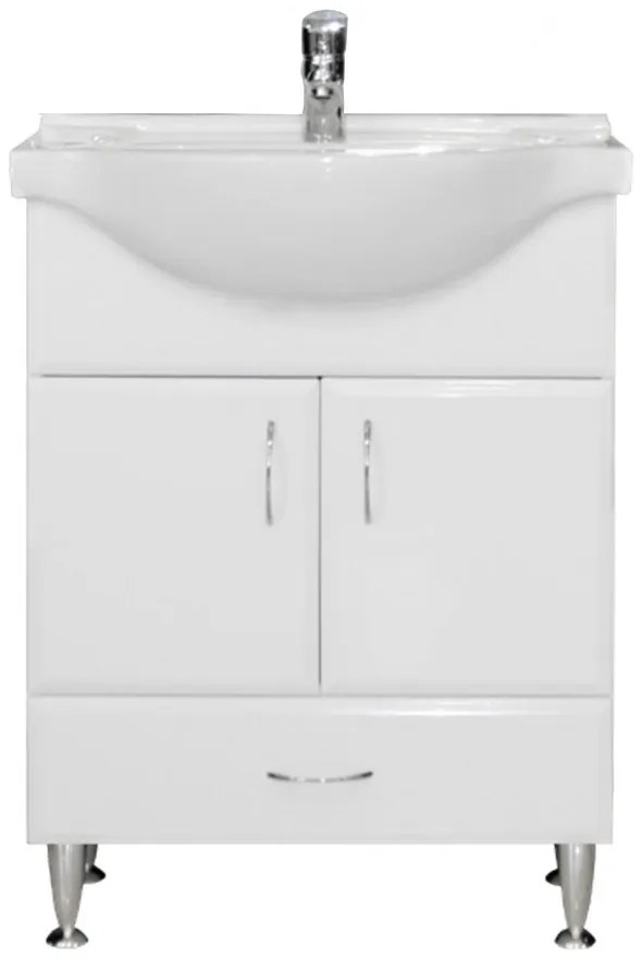 Dulap inferior Bianca Plus 65 cu lavoar, alb lucios