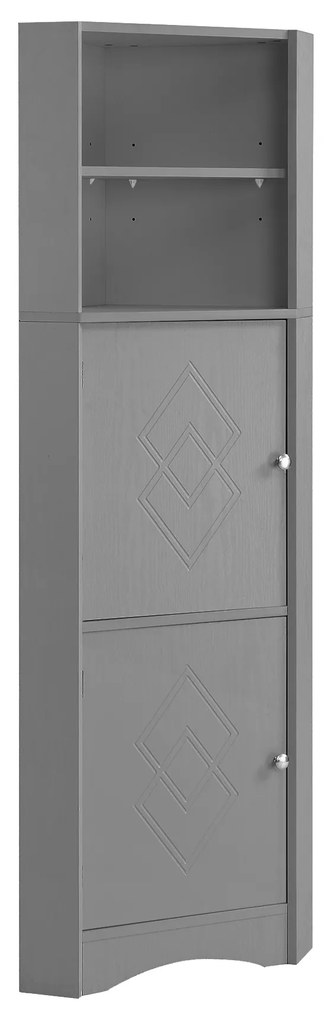 Dulap de baie colțar cu două rafturi, Gri | Aosom Romania