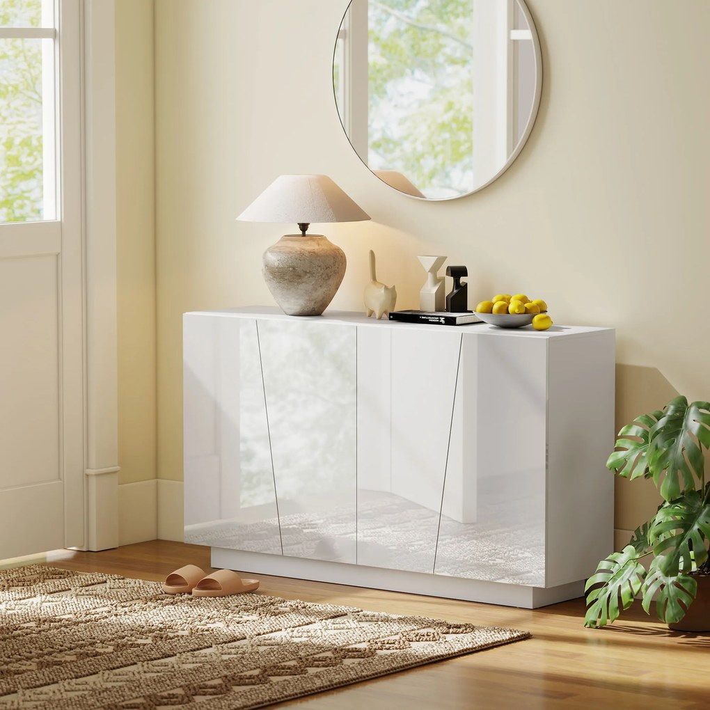 Dulap multifunctional HOMCOM cu 5 niveluri din PA alb cu polita reglabila pe 3 niveluri si baza inaltata, 150x40x88 cm | Aosom Romania