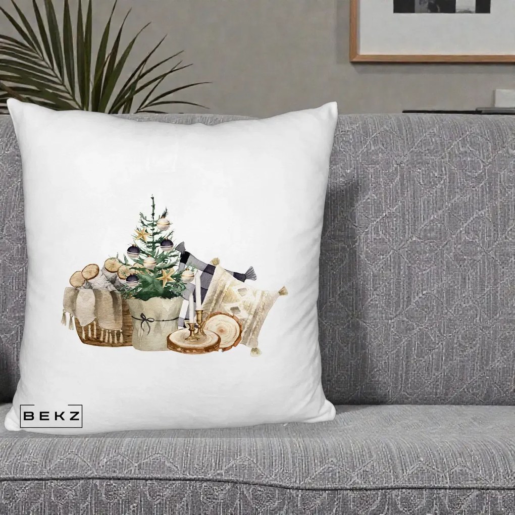 Perna Decorativa Colt Cozy de Craciun Boho, 40x40 cm, Alb Pufos, Husa Detasabila, Perna Inclusa, BEKZ®