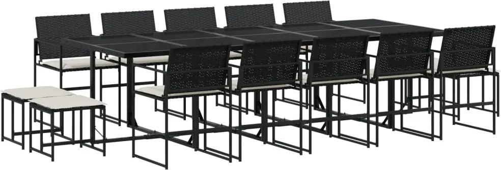 vidaXL Set mobilier de grădină cu perne, 15 piese, negru, poliratan