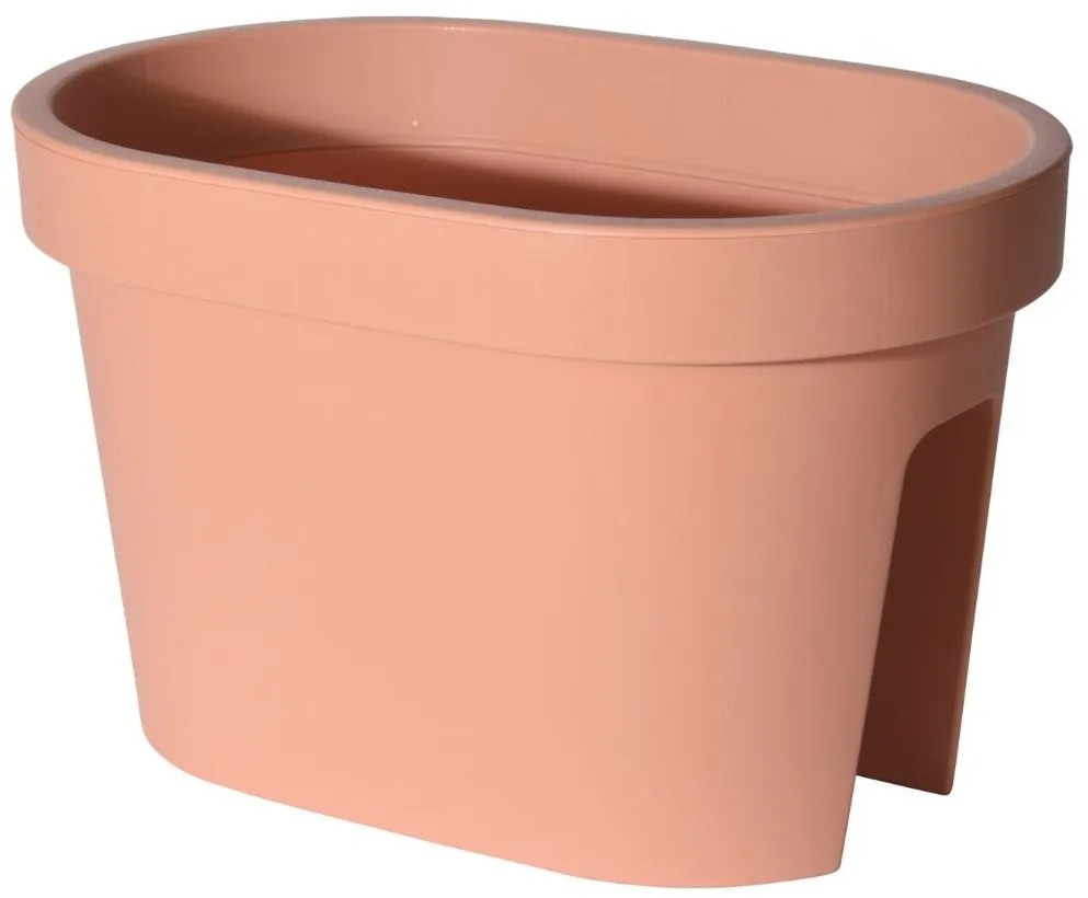 Ghiveci pentru balustradă, design oval, culoare terracota, 26x39.5x24 cm
