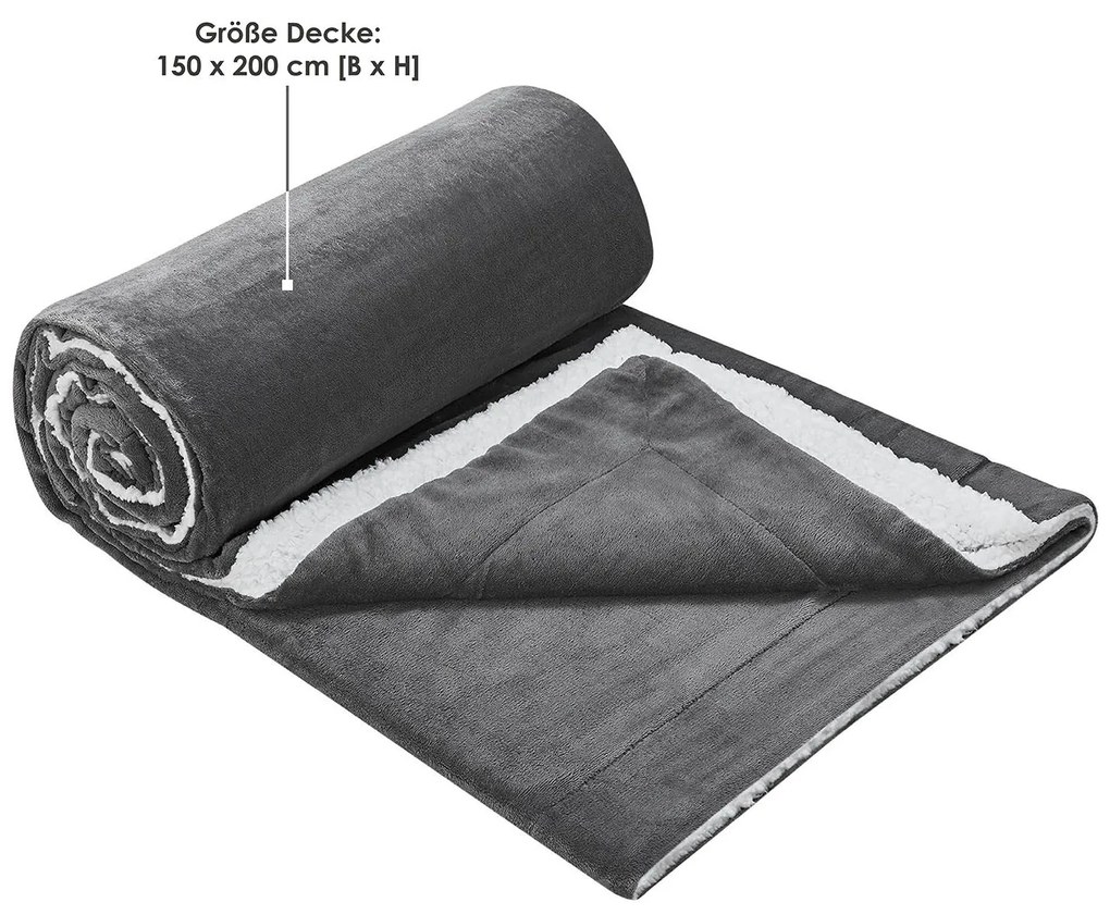 Juskys Pătură din lână 150x200cm gri închis