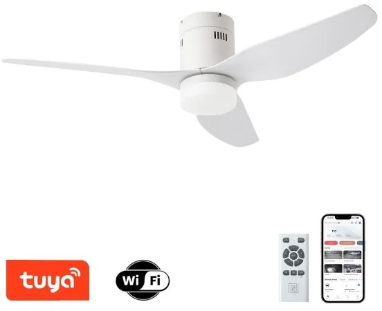 ZEVENTI - Ventilator de tavan LED PADUA LED/18W/230V Wi-Fi Tuya alb + telecomandă