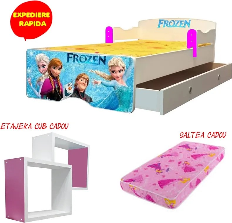 Pat copii Frozen 2 cu saltea si sertar