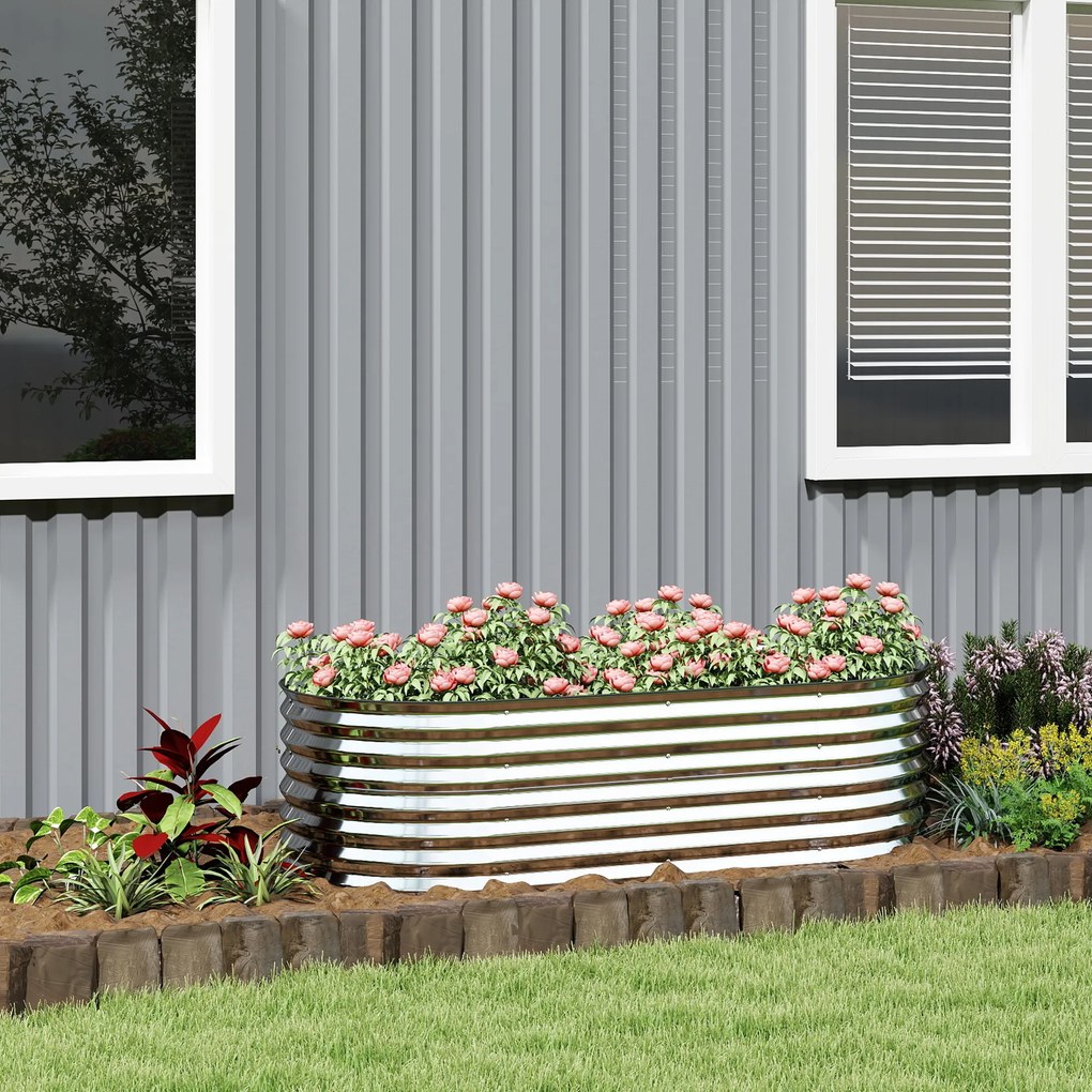 Outsunny Pat de grădină ridicat, rezistent la rugină din oțel galvanizat 160 x 80 x 56 cm argintiu | Aosom Romania