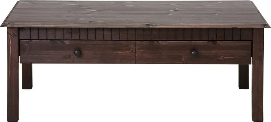 Măsuță cu 2 setare, din lemn masiv de pin Støraa Linda, maro închis