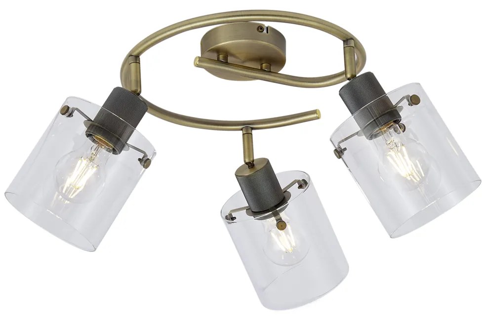 Spot de tavan de design bronz cu sticlă transparentă rotundă cu 3 lumini - Domo