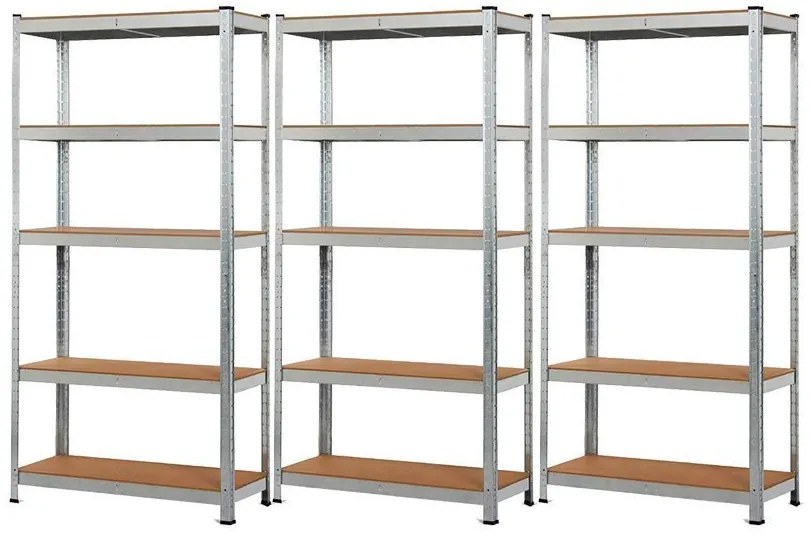 PROMOTIE - Pachet: 3x Raft 180x60x40 cm metalic zincat cu 5 polite, portanta 875 kg