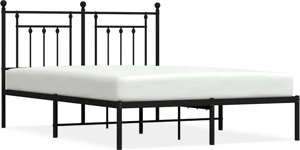vidaXL Cadru de pat metalic cu tăblie, negru, 140x190 cm