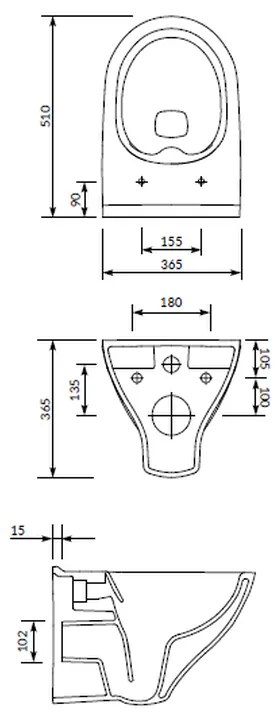 Vas wc suspendat rimless Cersanit Mille Cleanon cu capac soft close inclus, alb