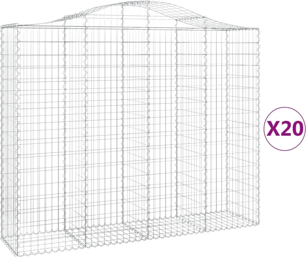 vidaXL Coșuri gabion arcuite 20 buc, 200x50x160/180cm, fier galvanizat
