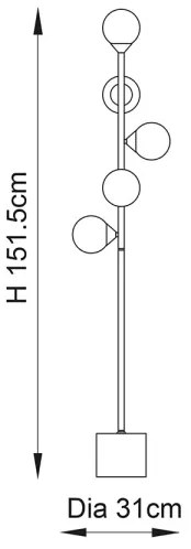 Endon 106756 - Lampă de podea OTIS 5xG9/3W/230V auriu/alb