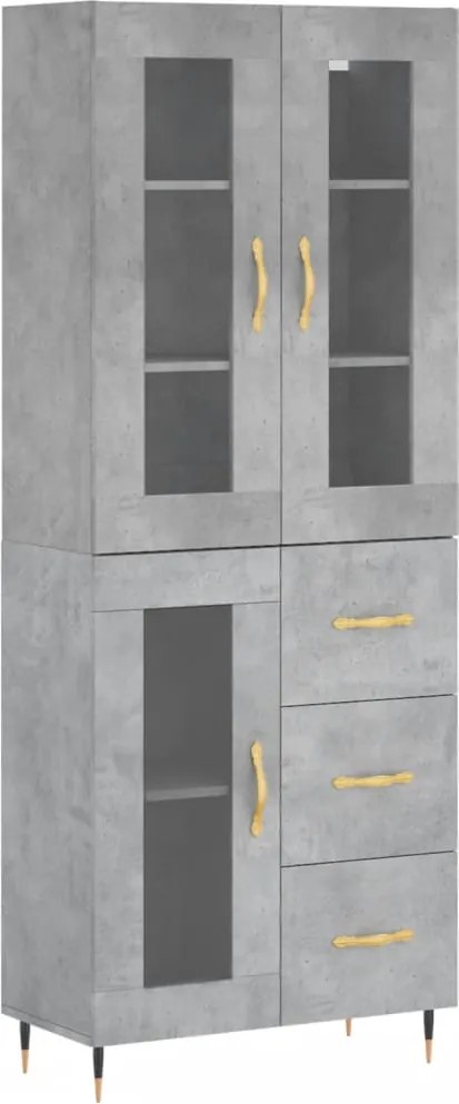 vidaXL Dulap înalt, gri beton, 69,5x34x180, lemn compozit
